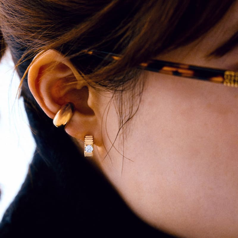 COLLECT SYNERGY vintage topaz band gold earrings