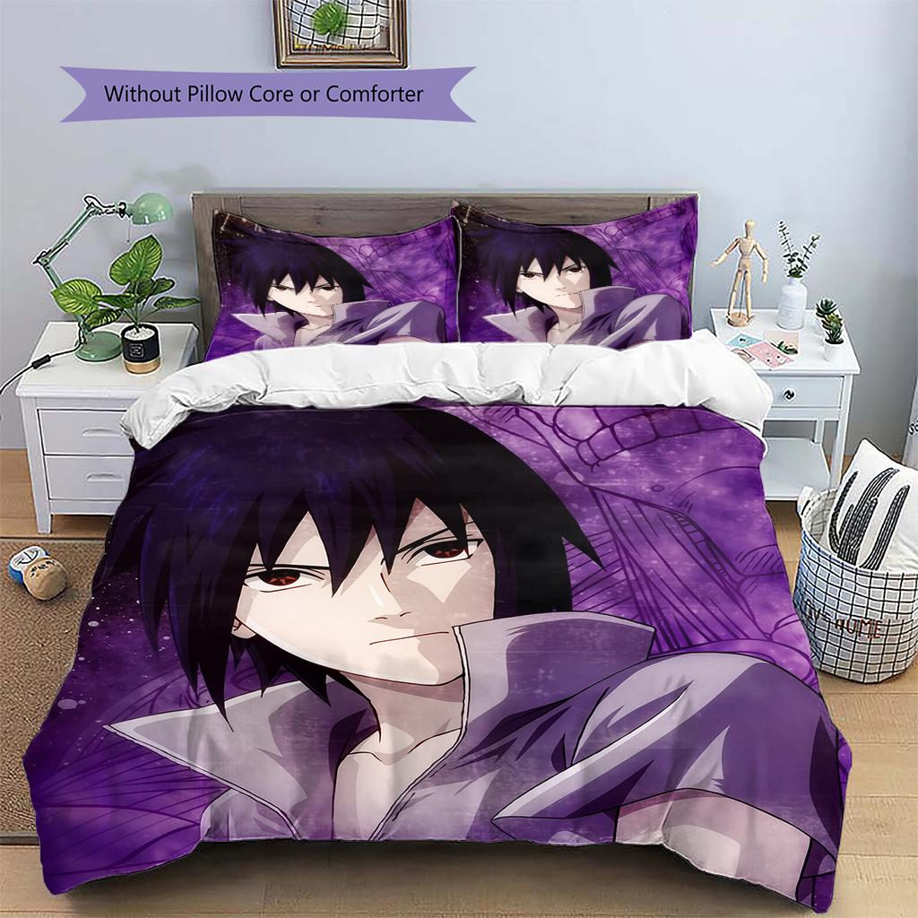 Uchiha Sasuke Anime Bedding Set, Classic Ninja Theme Bedroom Decoration, Collector Home Gift.chl