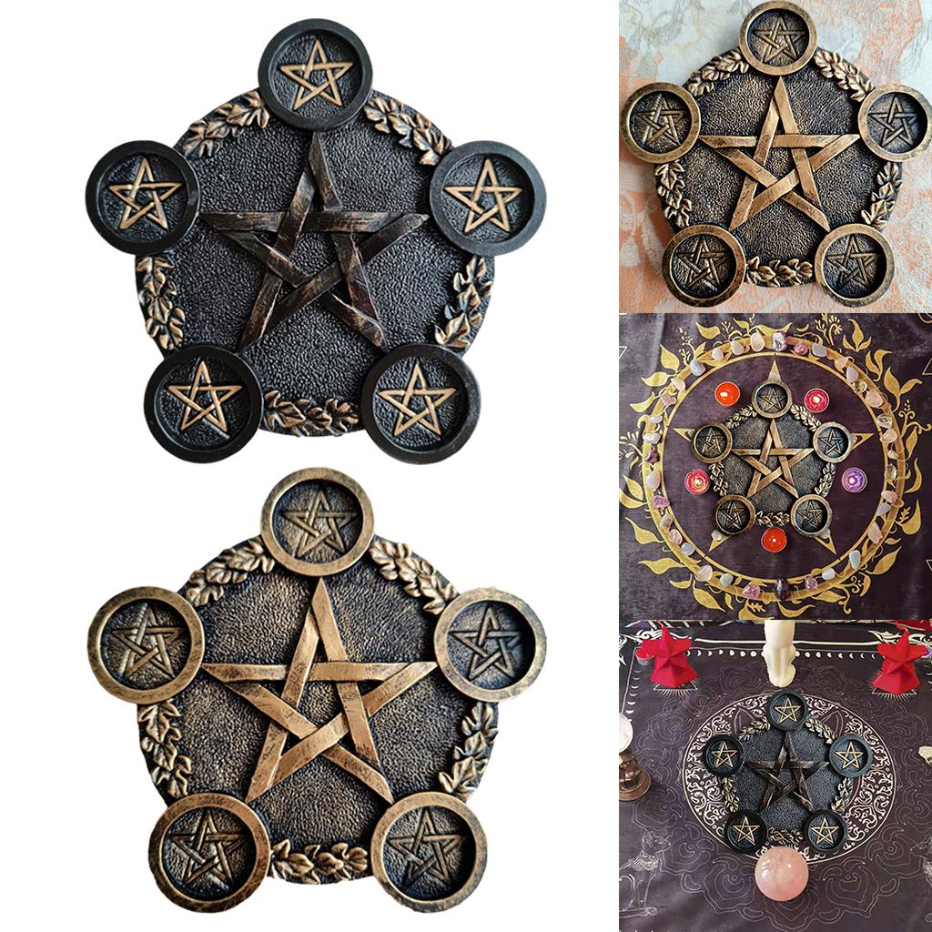 Harts Ljusstake Pentagram Design Fem Tejus Ljusstake Hem Gothic Dekor för Tarot Altare Ceremonidekor
