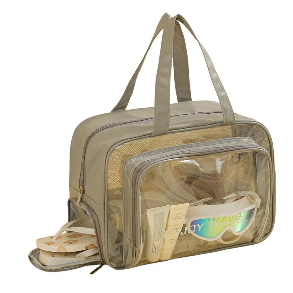 Large Capacity Waterproof Cosmetic Bag Pu Transparent Travel Storage Bag  Outdoor