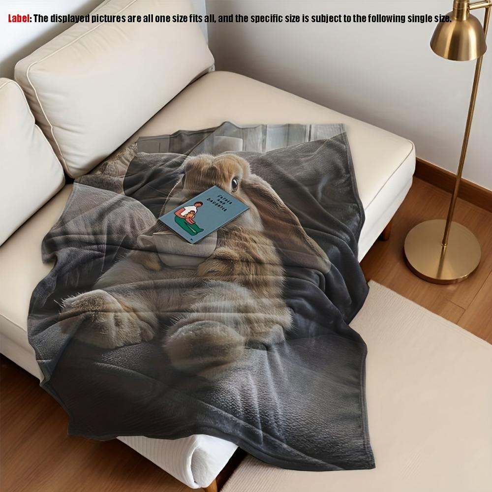 Cute Bunny Printed Blanket , Warm and comfortable throw blanket sofa bed sofa camping trip, the best gift.