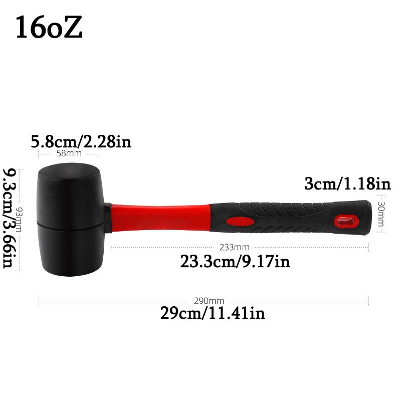 Rubber Hammer Rubber Hammer Elastic Rubber Hammer Installation Hammer Soft Rubber Round Head Dual Color Fiber Handle.zwq