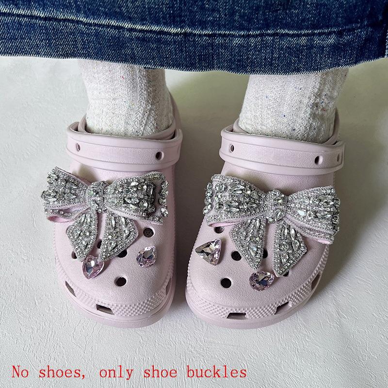 

1 Set Faux Rhinestones Diy Accessories Fashion Elegant Bow Shoes Decor Suitable For Hole Shoes And Sandals Holidays Party Gifts A1