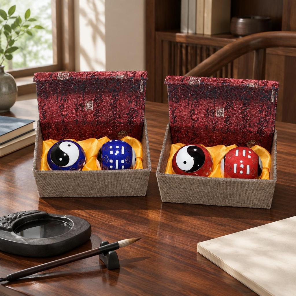 Spherical Esmaltado Hand Ball with Presentation Box Yin-Yang Exercise