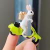 Diamond-Encrusted Cute Dripping Oil Cycling Rabbit Brooch Fashion Cartoon Zodiac Pin Animal Accessories New Year