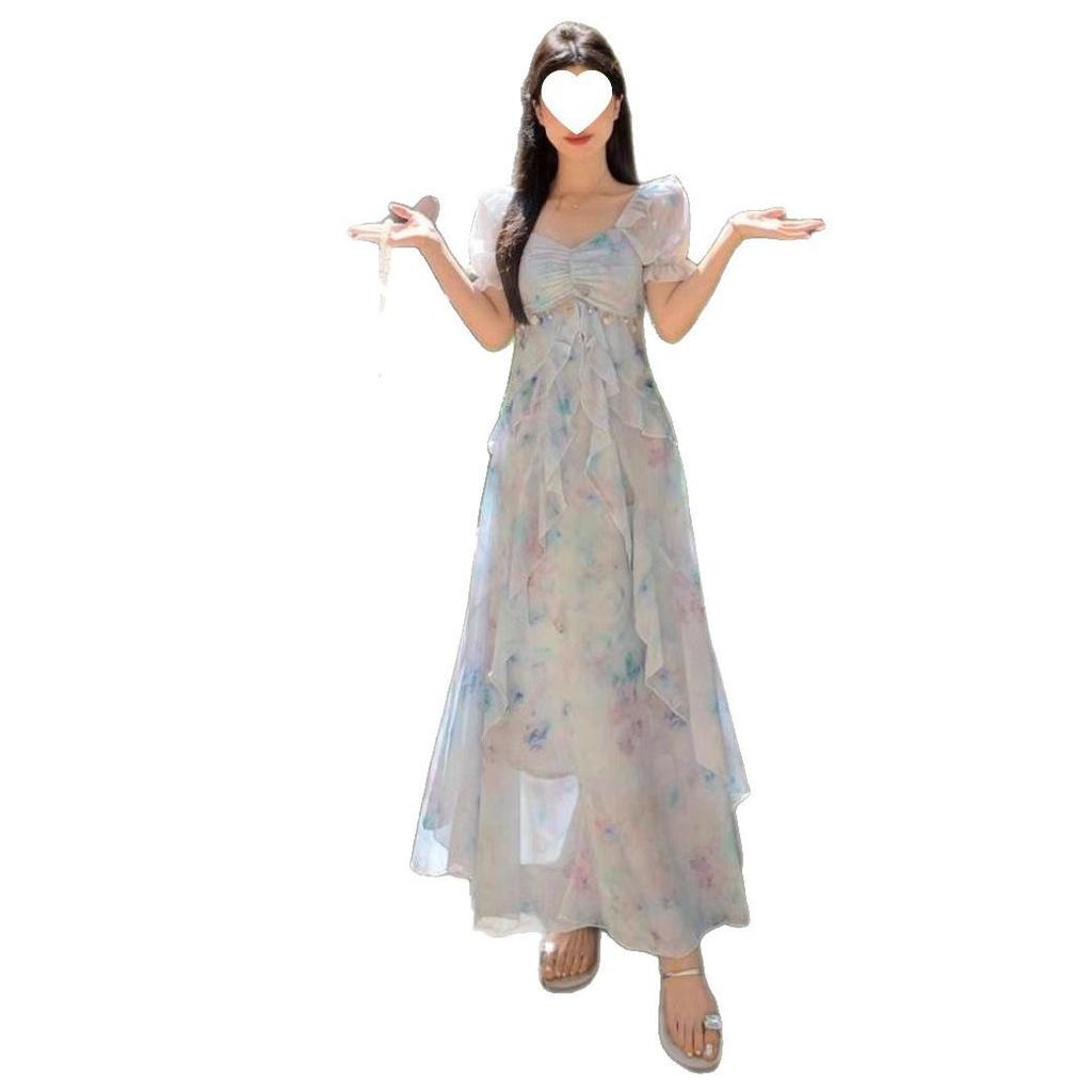 Plus Size Summer 2026 Gradient Chiffon Dress with Ruffles
