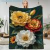 1pc Floral Print Blanket, Autumn Floral Pattern, Multiple Sizes Available, Autumn Thanksgiving Christmas Nap Blanket, Suitable for Living Room, Bedroo