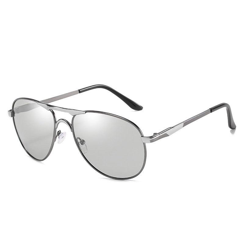 Okulary przeciwsłoneczne z polaryzacją męskie okulary pilota okulary do jazdy ropuchy okulary przeciwsłoneczne retro metalowe podwójne okulary przeciwsłoneczne zmieniające kolor 8722