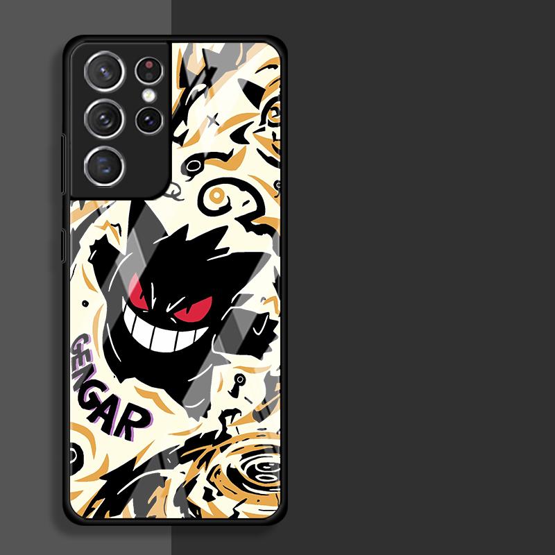 Cool Gengar Pokemon Glass Case for Samsung Galaxy S26 S25 Ultra S23+ S24 S21 S24+ S22 S25+ S20 FE S23 Plus Luxury Phone Cover
