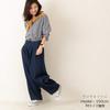 Selectively Berry Denim Circus Curvy Loose Elastic Sizes M Women's Wide-Leg Pants, Ankle-Length, Fit, Fit, Waist, S-LL, One-Wash, W-4466,