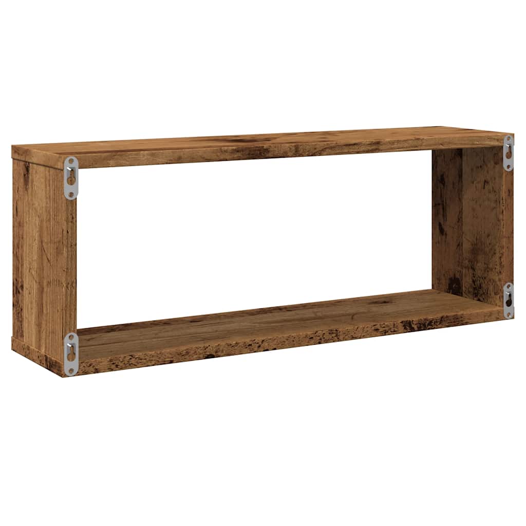 Cube Wall Shelves 2 pcs Rustic Wood Look 60 x 15 x 23 cm Engineered Wood