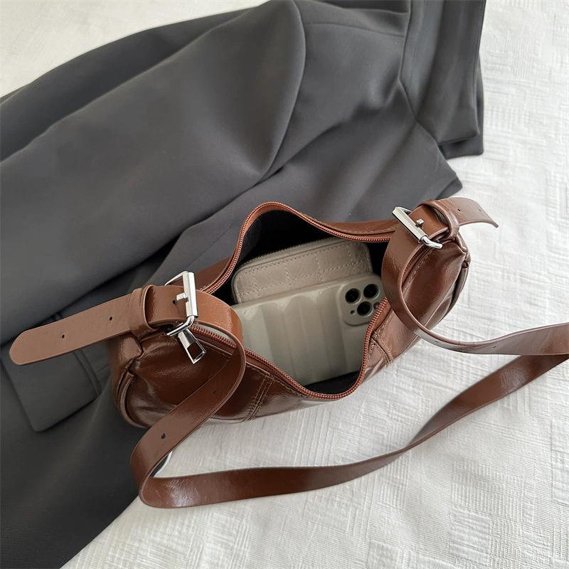 Women Bag Fashion Crossbody Shoulder Bag Vintage Dumpling Hobo Armpit Bag PU Leather Messenger Bag for Daily Use