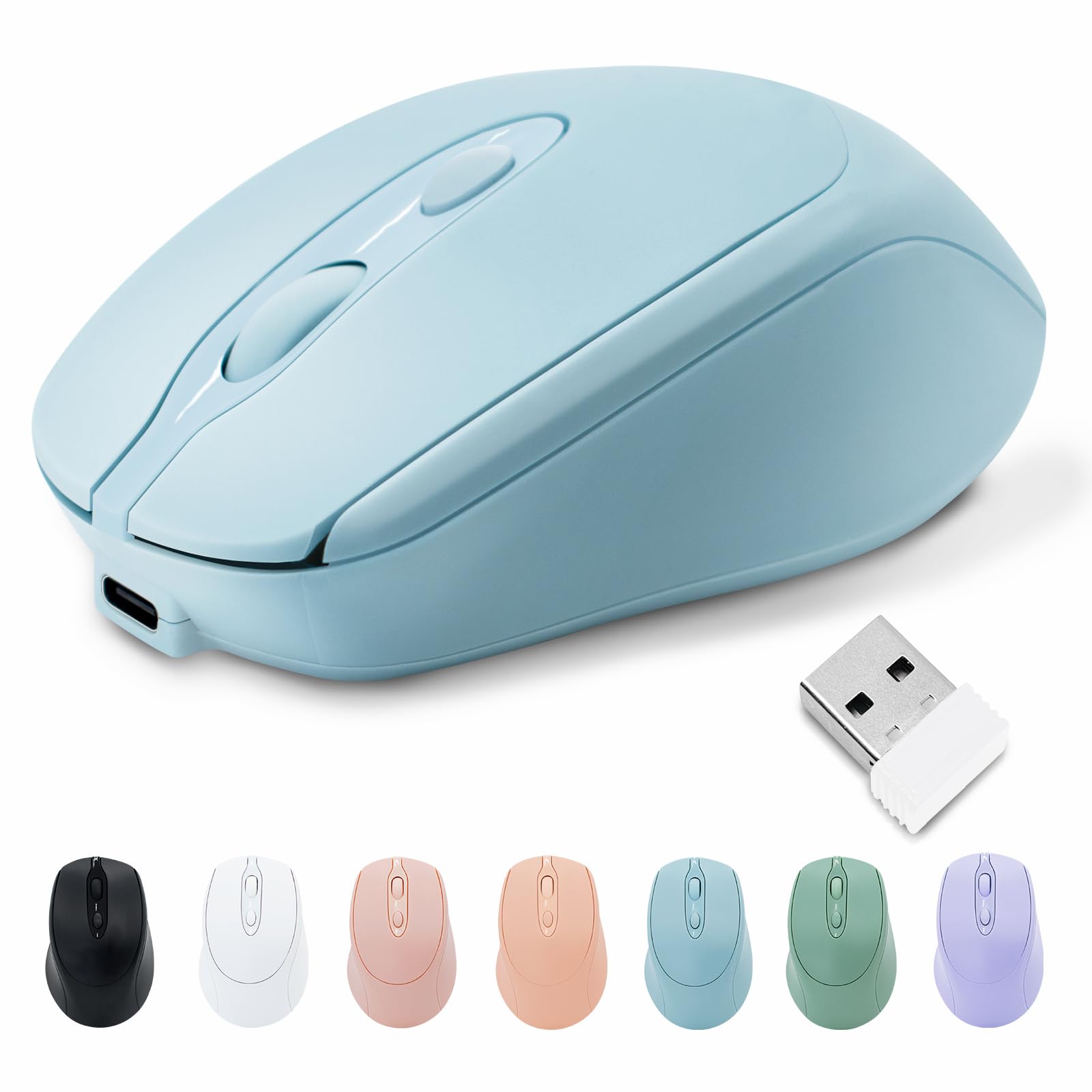 

Бездротова Bluetooth миша PiMivco з 3 DPI Сумісна з та Android миша, Миша, Перезаряджувана, Тиха, Двомодова 2,4 ГГц, Налаштування 4 кнопок, синій