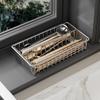 Stainless Steel Chopstick Spoon Storage Rack Silver Cutlery Storage Basket  for Kitchen