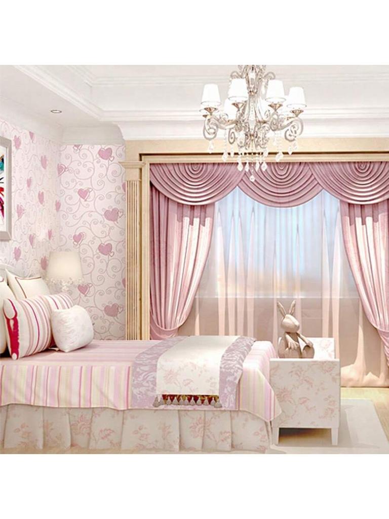 1 Rollo 950cm Papel Pintado No Tejido No Autoadhesivo Romántico Cálido Encantador Rosa Papel Pintado Para Habitación de Niñas Dormitorio Sala de Estar Decoración de Pared de Hogar