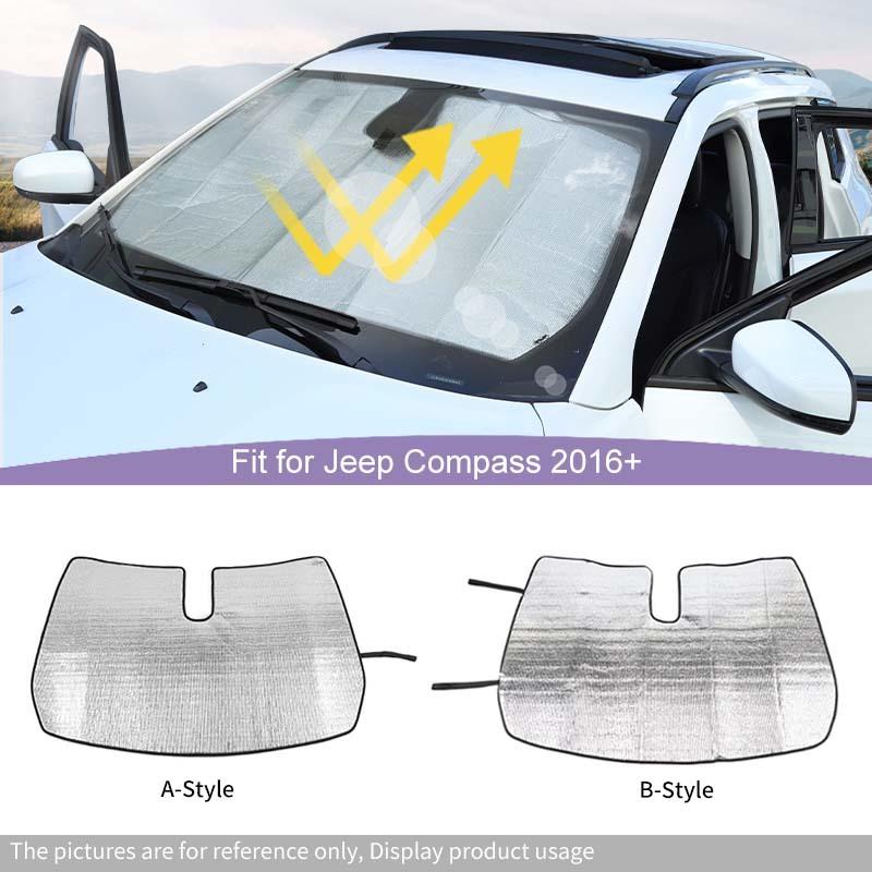 Car Front Windshield Sunshade Window Shade Foldable Sun Visor Cover Fit For Jeep Compass 2017 Up Car Interior Accessories,1 pc