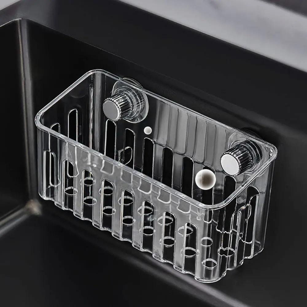 Rotating Sink Drain Racks Wall Mounted Convenient Bathroom Suction Cup Corner Shelf Multi functional Storage Basket