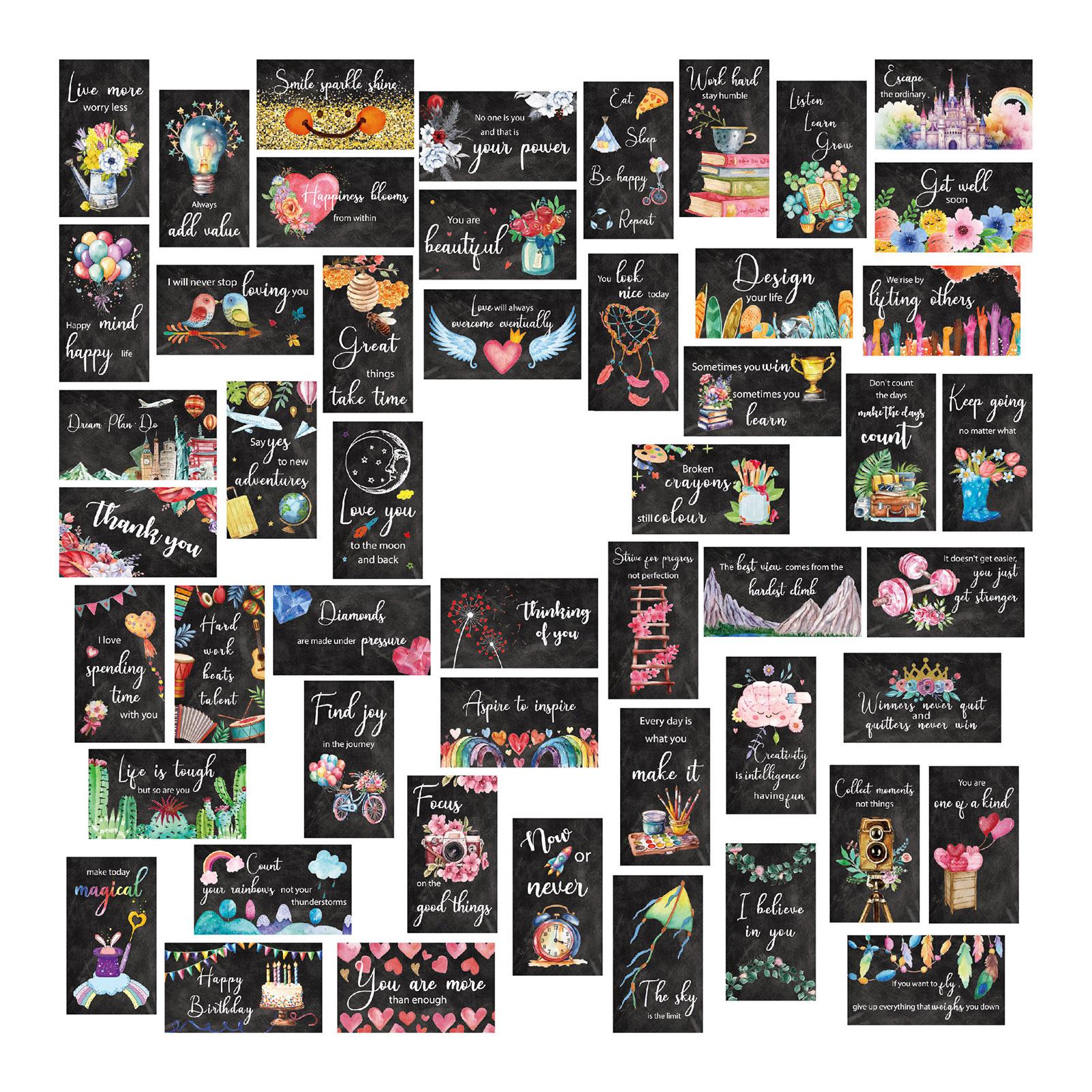 

50 шт. Карточки для ланч-бокса Мотивационная цитата Карточки с ободрением Премиальная четкая печать Вдохновляющие карточки для поддержки