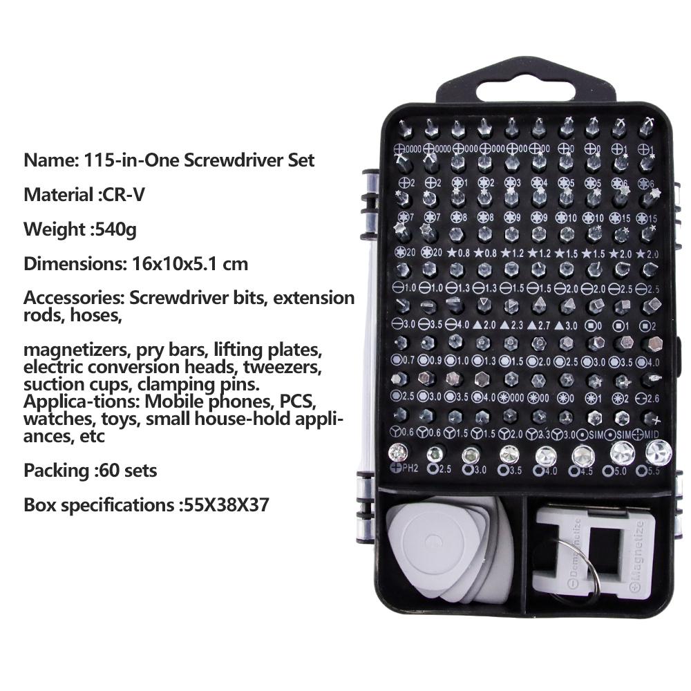 115-in-1 Precision Screwdriver Kit Magnetic Tips Professional Nut Driver For Electronics Laptop Phone Watch Repair Tool Set
