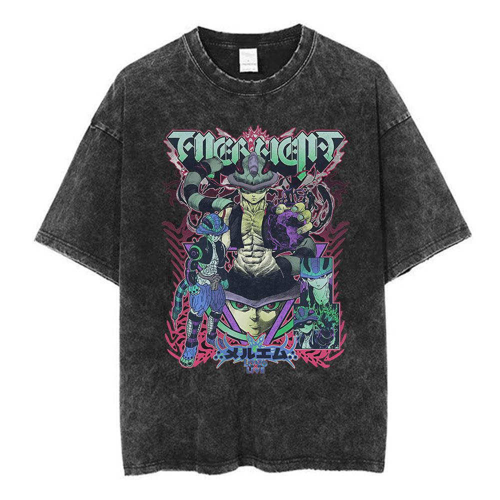 Vintage Washed Anime Hunter X Hunter  Printed Tshirt Mens and Womens Washed Tshirt High Quality Vintage Cotton Tshirt Tops