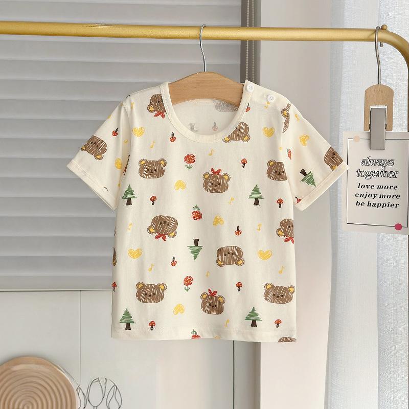 

Детская летняя футболка из чистого хлопка для маленьких девочек, летний топ с короткими рукавами для детей 0-5 лет для верхней одежды 120cm