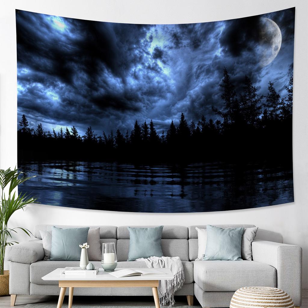 Starry Sky Landscape Tapestry Moon Large Tapestry Landscape Wall Hanging Living Room Bedroom Boho Home Decor