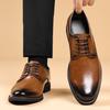 Fashion Classic Male Wedding Footwear Men's Leather Lace-Up Oxford Shoes Formal Business Dress Shoes Comfortable Slip-Resistant Flats