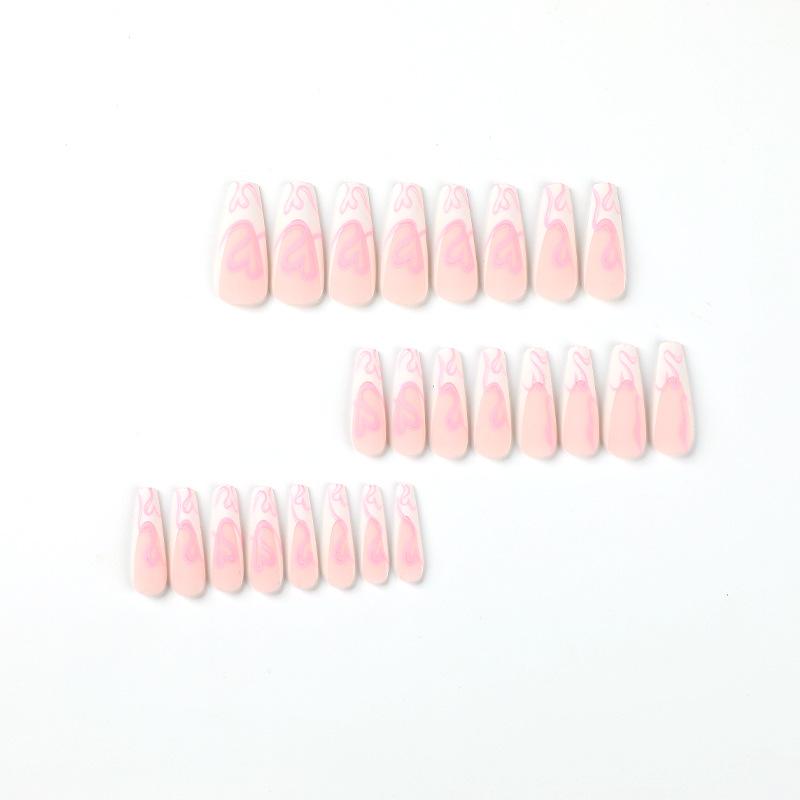 24 Pz/set Unghie Rapide Smerigliato Balletto Unghie Cuore Rosa False Nials Adesivo Indossabile Impermeabile Manicure Unghie Finite
