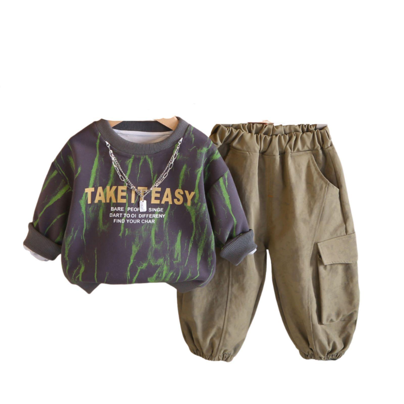 

Kids Casual Long-Sleeve Set, Comfortable Daily Wear Outfits 110