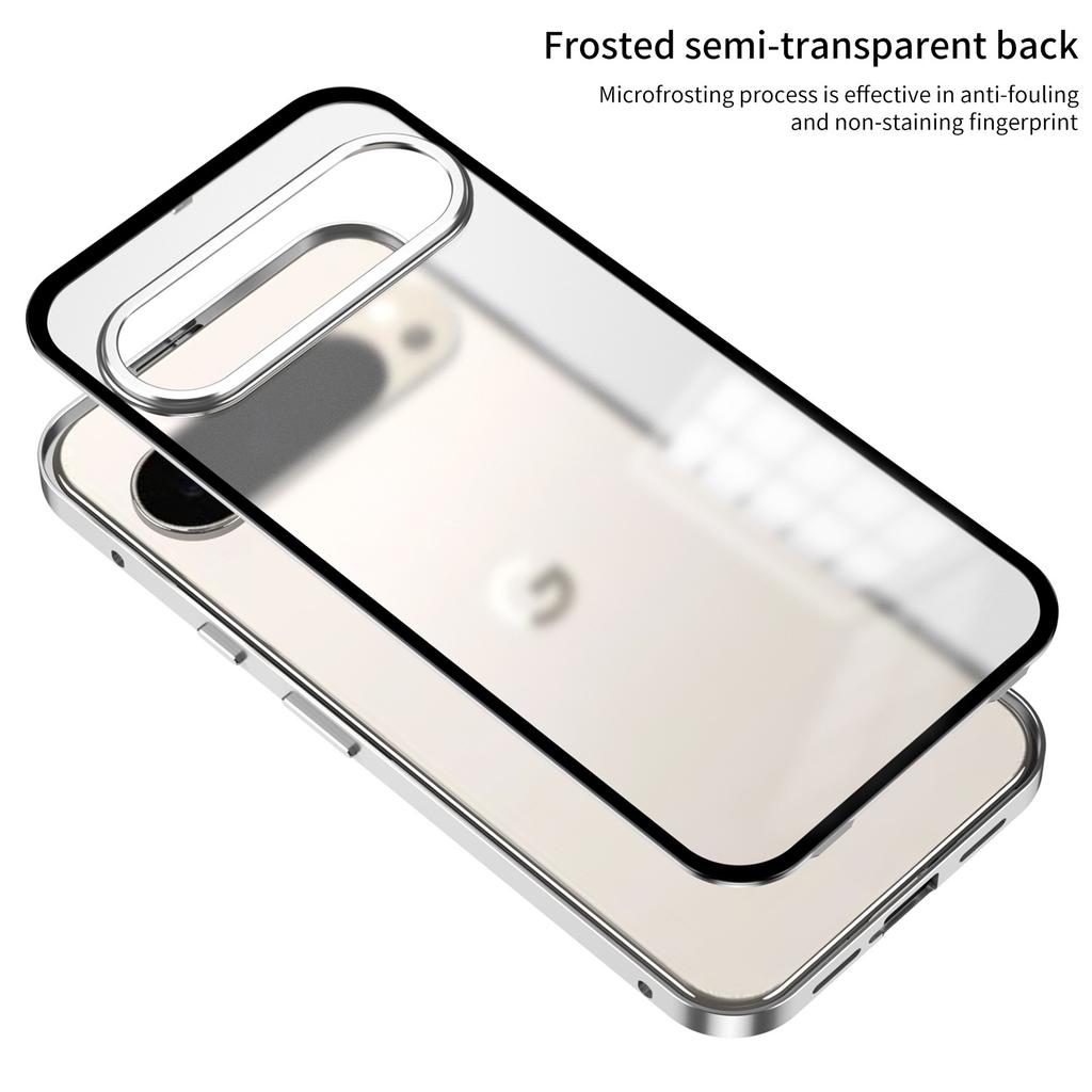 Phone Case for Google Pixel 10 Pro Xl Magnetic Wireless Charging Shockproof Protective Single Side Snap Aluminum Alloy Bumper Frame with Frosted
