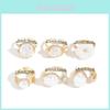 Retro Kunstparel Ringen Set Met Onregelmatig Bloemendesign Voor Dames Modeaccessoires
