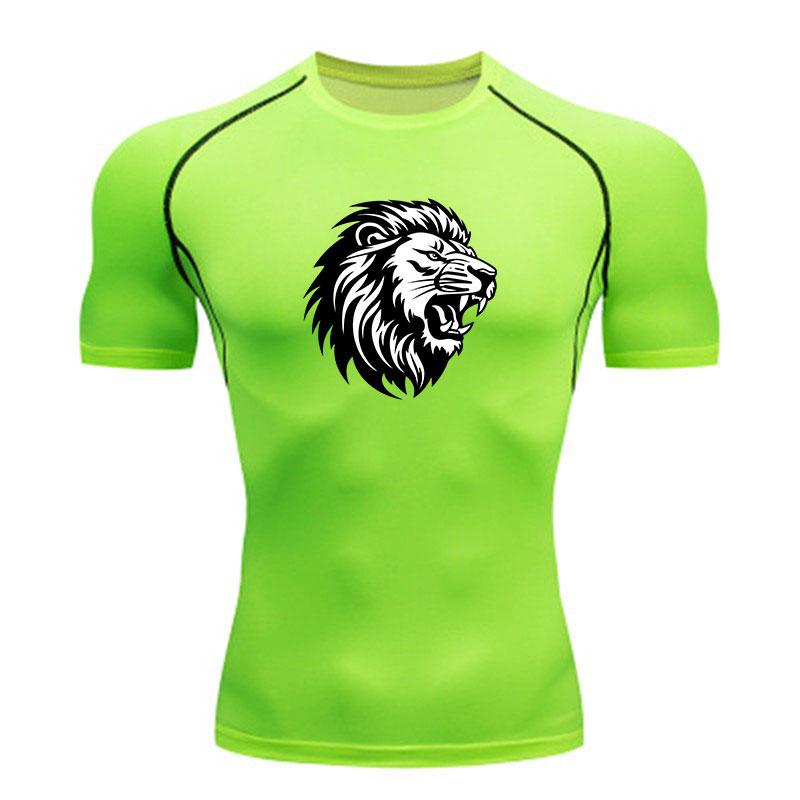 Men's Compression Athletic T-Shirt, Roaring Lion Head Print