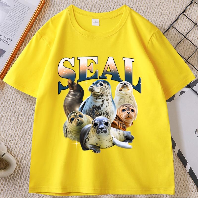 Baby Seals Vintage Graphic Tshirts Retro Sea Dog Bootleg Tshirt Seal Lovers Cute Sea Dog Tee Relaxed Washed Adult Tee