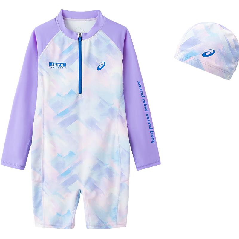 ASICS 2025 Summer UPF50+ Sun Protection Anti-bacterial Swimsuit Set with Cap 130