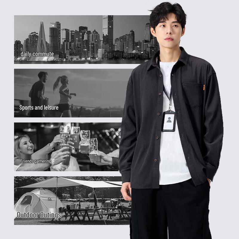 MINISO Men's Heavy Corduroy Long-Sleeve Shirt Jacket