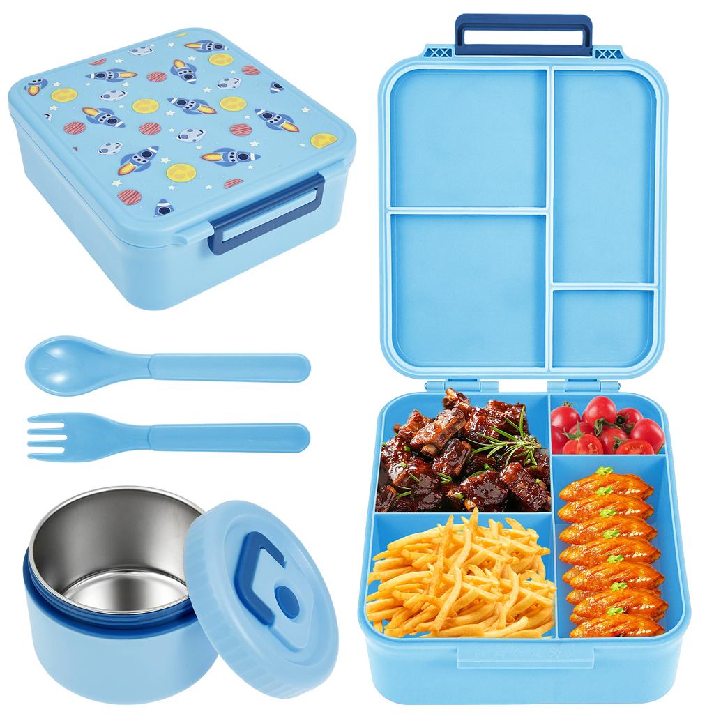 1700 ML Lunch Box Microwavable Bento Box Leakproof Storage Boxes with 300ml Soup Jar Food Container for Students Adults School