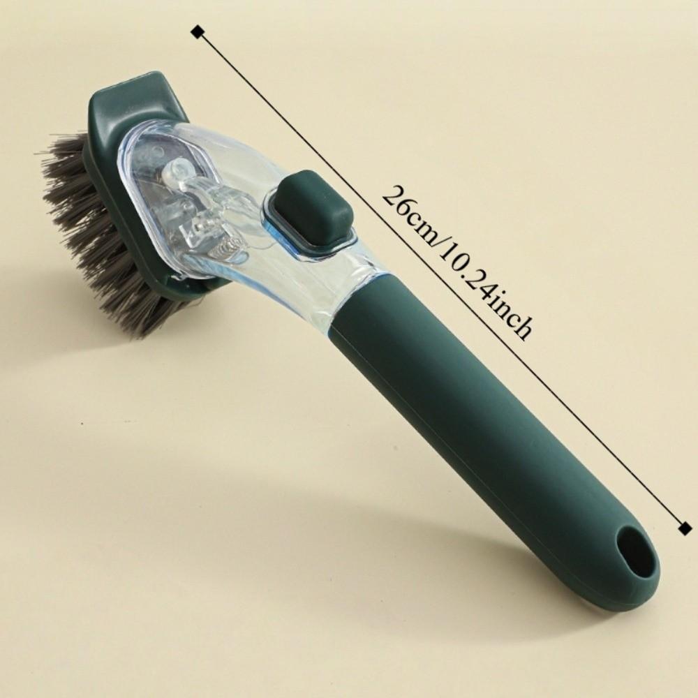Press To Dispense Refillable Liquid Cleaning Brush with Soap Dispenser Long Handle Automatic Liquid Dishwashing Brush Non-Slip