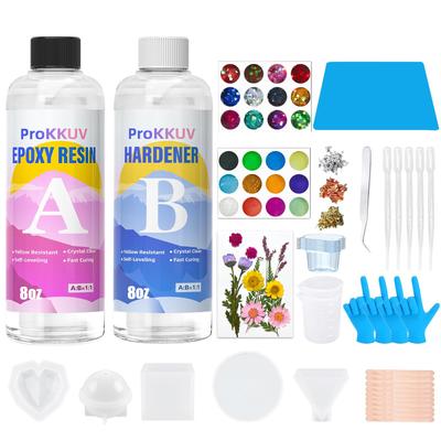 ProKKUV Resin Liquid, Large Capacity, Two-Part Epoxy Resin, 237ml X 2 Sets (273g + 244g), High Transparency, No Yellowing, Easy for DIY Beginners, Bub