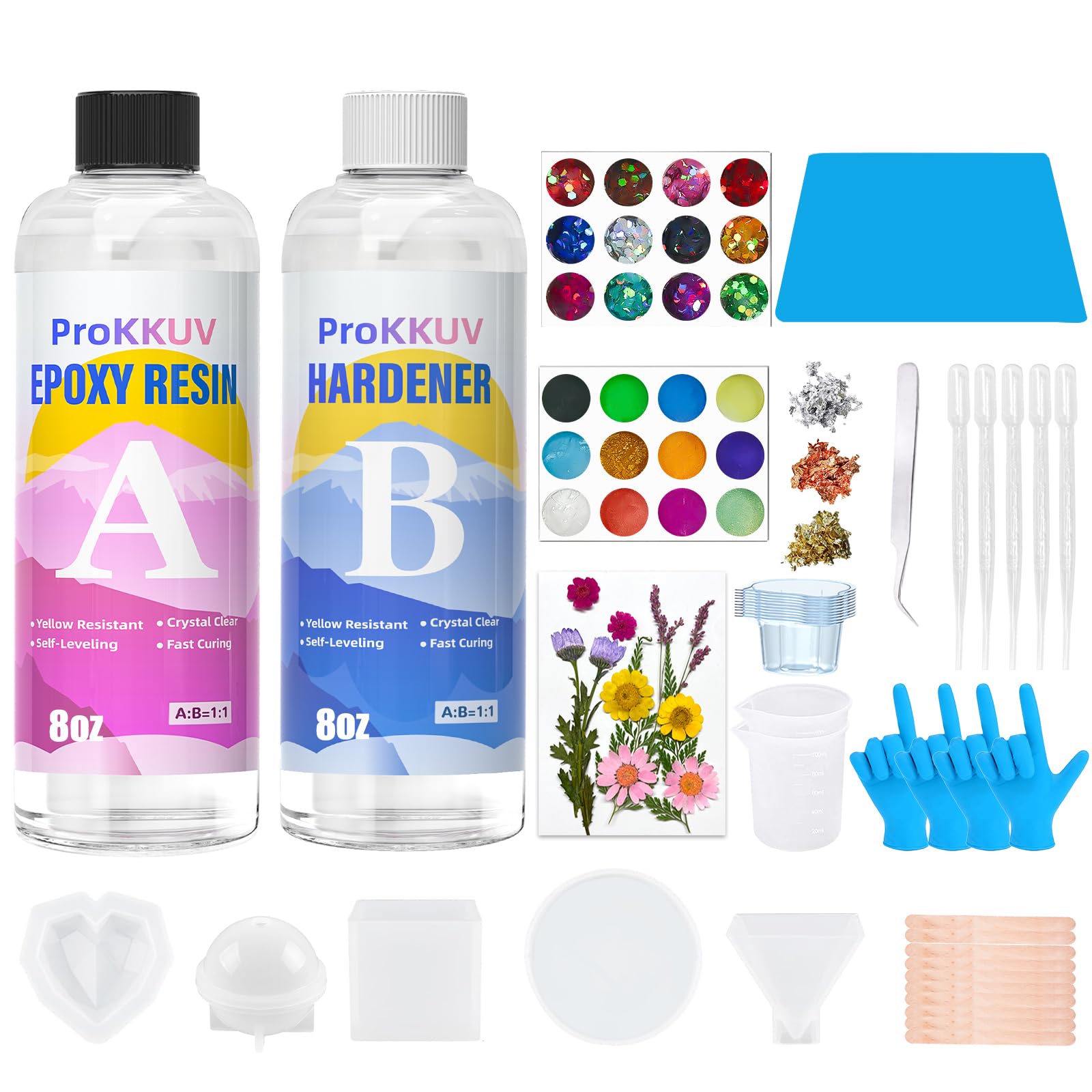 

ProKKUV Resin Liquid, Large Capacity, Two-Part Epoxy Resin, 237ml x 2 Sets (273g + 244g), High Transparency, No Yellowing, Easy for DIY Beginners, Bub