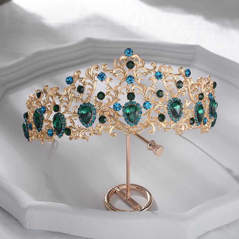 New Korean Style Glass Diamond Large Crown Forest Style Bridal Headwear Photo Studio Wedding Accessories