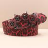 Y2K Leopard Print Rhinestone Tiger Claw Punk Women's Leather Belt