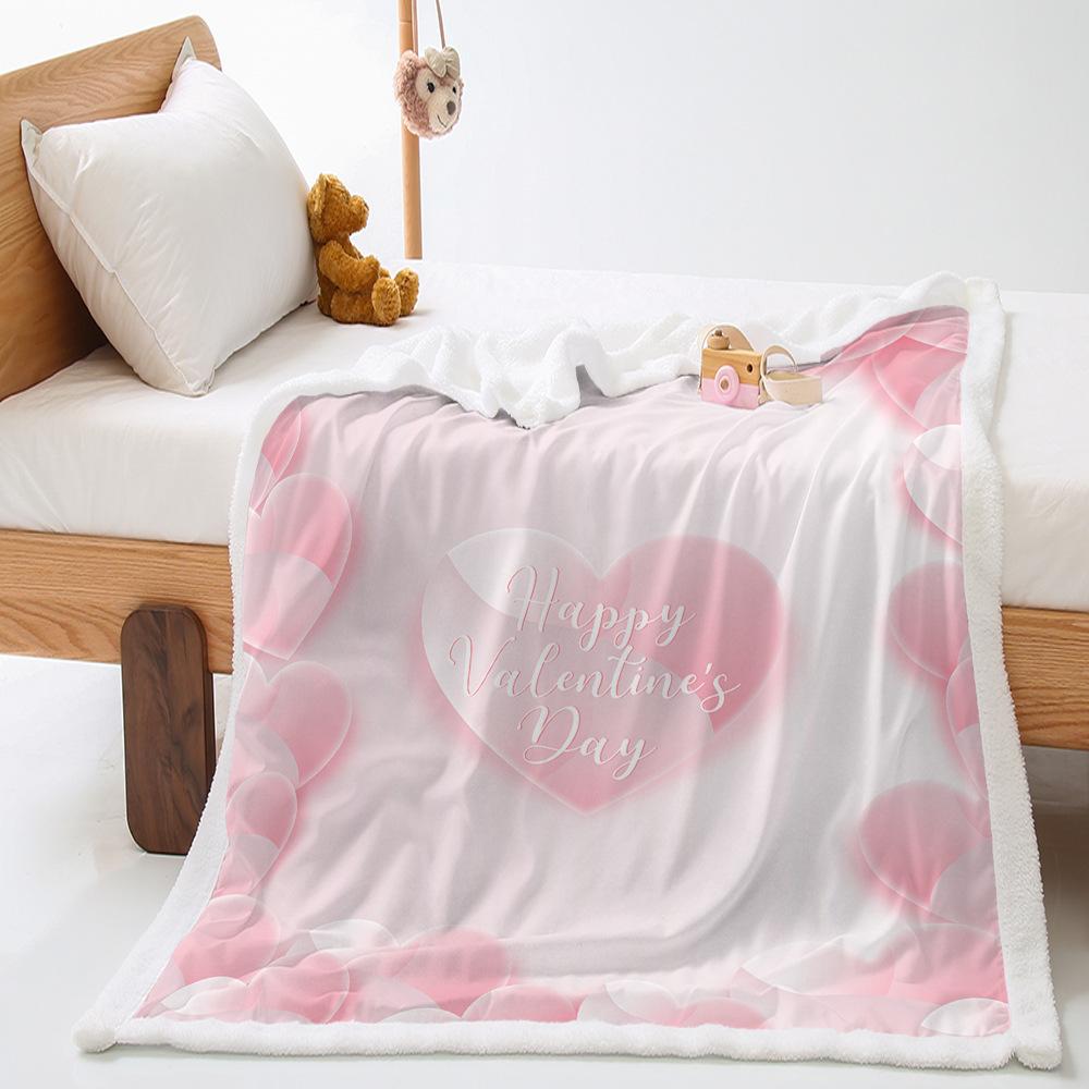 2D Digital Printing Valentine'S Day Thickened Lamb Wool Crystal Fleece Blanket Blanket