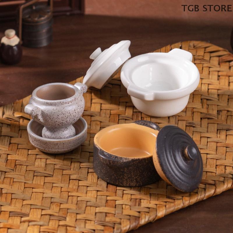 1Pcs Dollhouse Mini Clay Pot Plate Food Model Kitchen Decoration DIY Accessories Doll House Miniature Kitchen Items