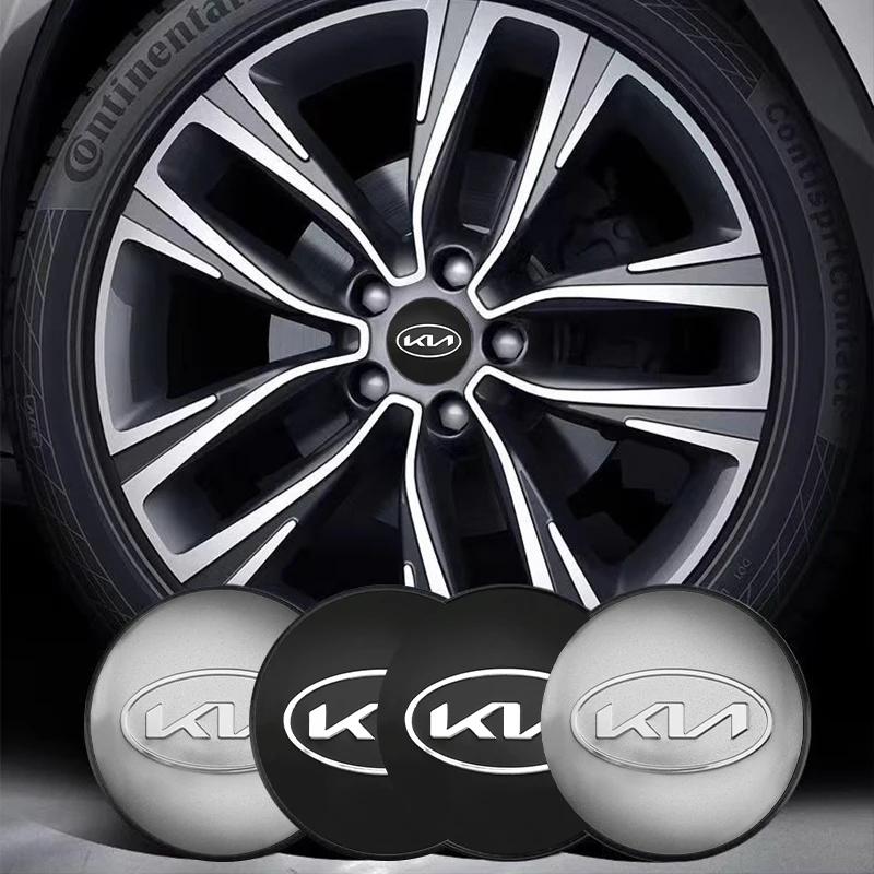 AABIY1 4pcs 3D 56mm Car emblem Wheel hub Center Cap Badge covers sticker Decals Styling accessories For KIA EV6 Sorento Niro Stinger