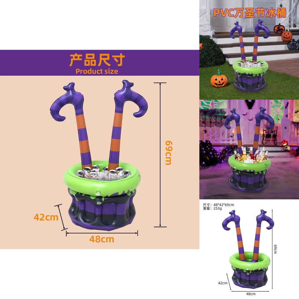Halloween Witch Ice Bucket With Inflatable Pvc Cold Drink Dispenser For Party Decor
