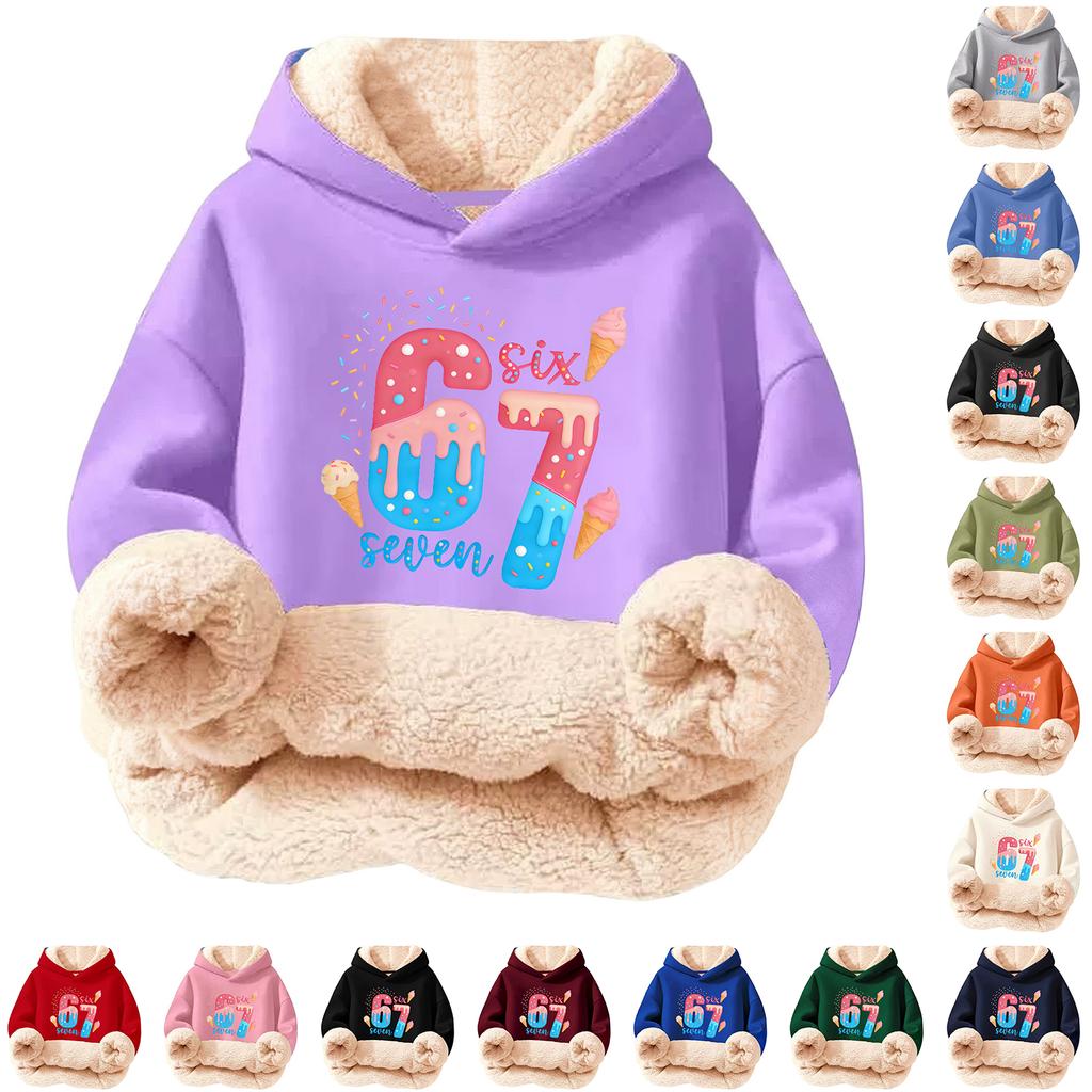 Children's Fashionable Printing Casual Fleece Hooded Loose Fit Hoodie Without Pockets