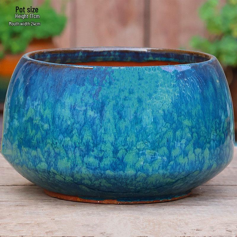 Retro Ceramic Wide Mouth Flower Pot - Tree Trunk Design for Succulents, Bougainvillea, Hydrangea, Roses  