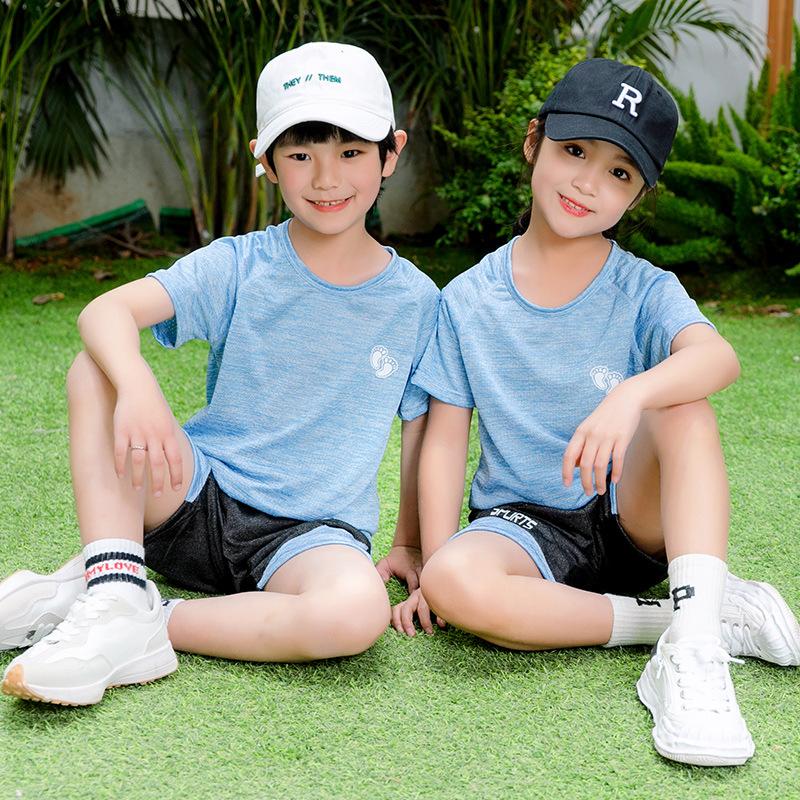 

Детский летний быстросохнущий сетчатый костюм с короткими рукавами для мальчиков, спортивная одежда для девочек 160cm