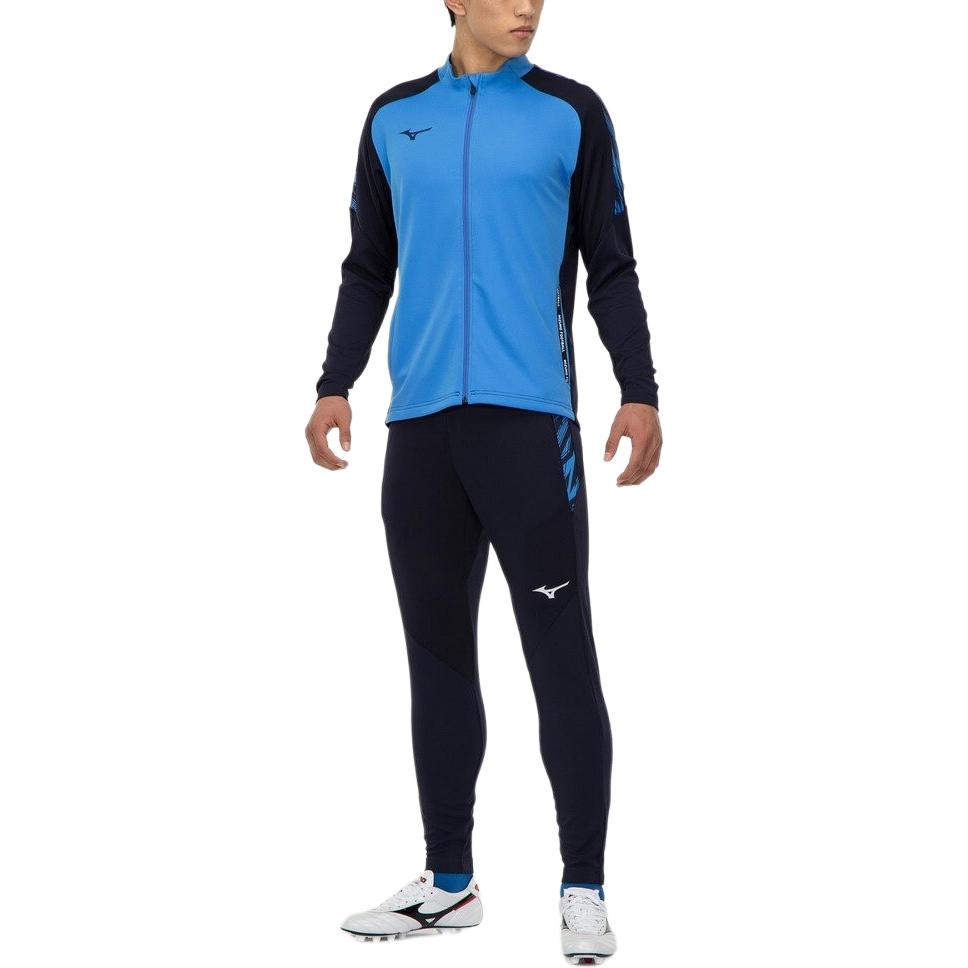 Mizuno Color Block Logo Stand Collar Zip Fitted Long Sleeve Jacket Unisex Jacket Blue P2MC203525