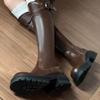 Mode Wasserdicht Damen 2025 Herbst und Winter Neu Ausländischer Stil Reise Hohe Stiefel Rutschfest Lange Stiefel